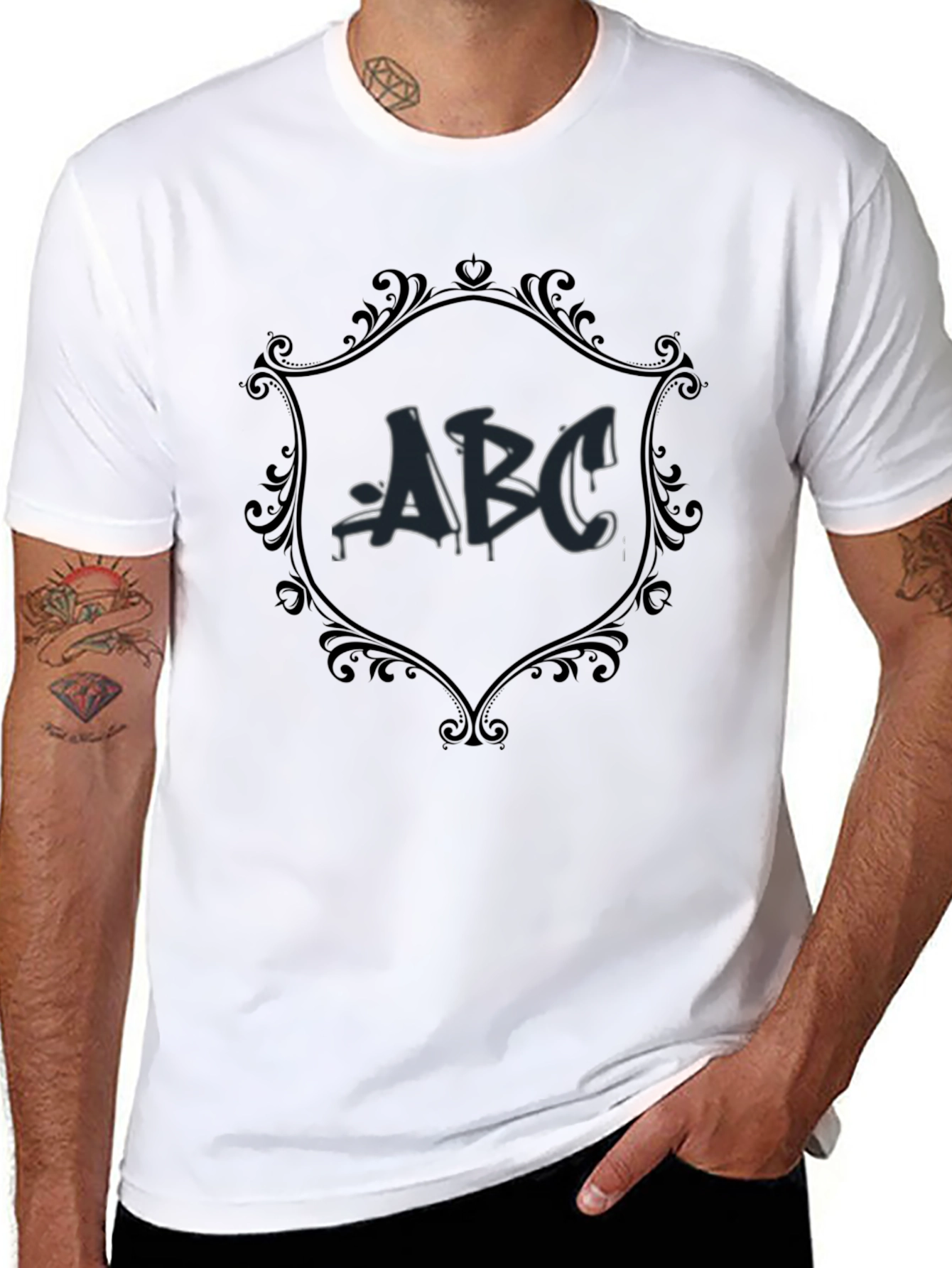 ABC Graffiti Design Black T-Shirt