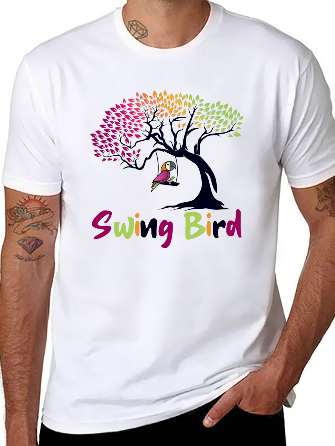 Swing Bird Graphic Tee - Unisex Black T-Shirt