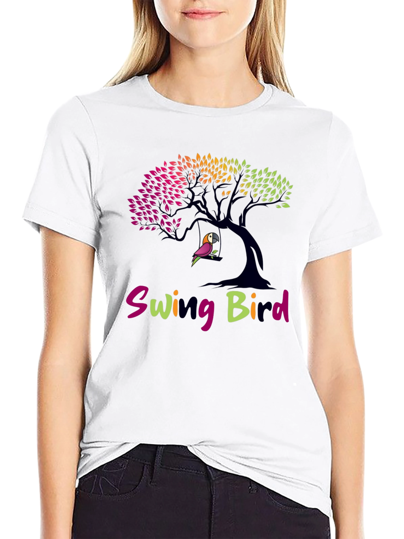 Swing Bird Graphic Tee - Unisex Black T-Shirt