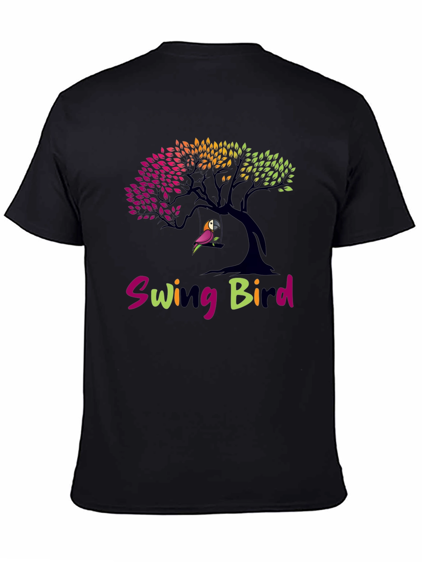 Swing Bird Graphic Tee - Unisex Black T-Shirt
