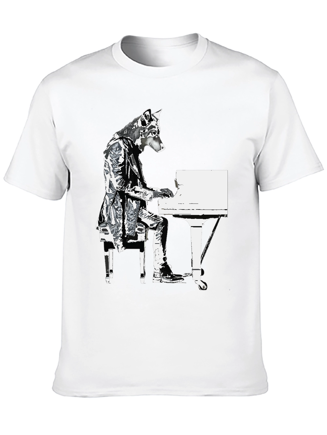 Piano Dog Graphic T-Shirt - Black