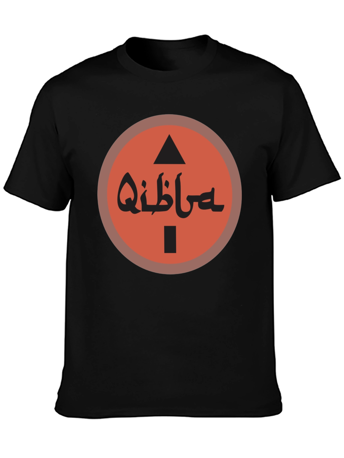 Qibla Direction Arrow Graphic Tee - Black