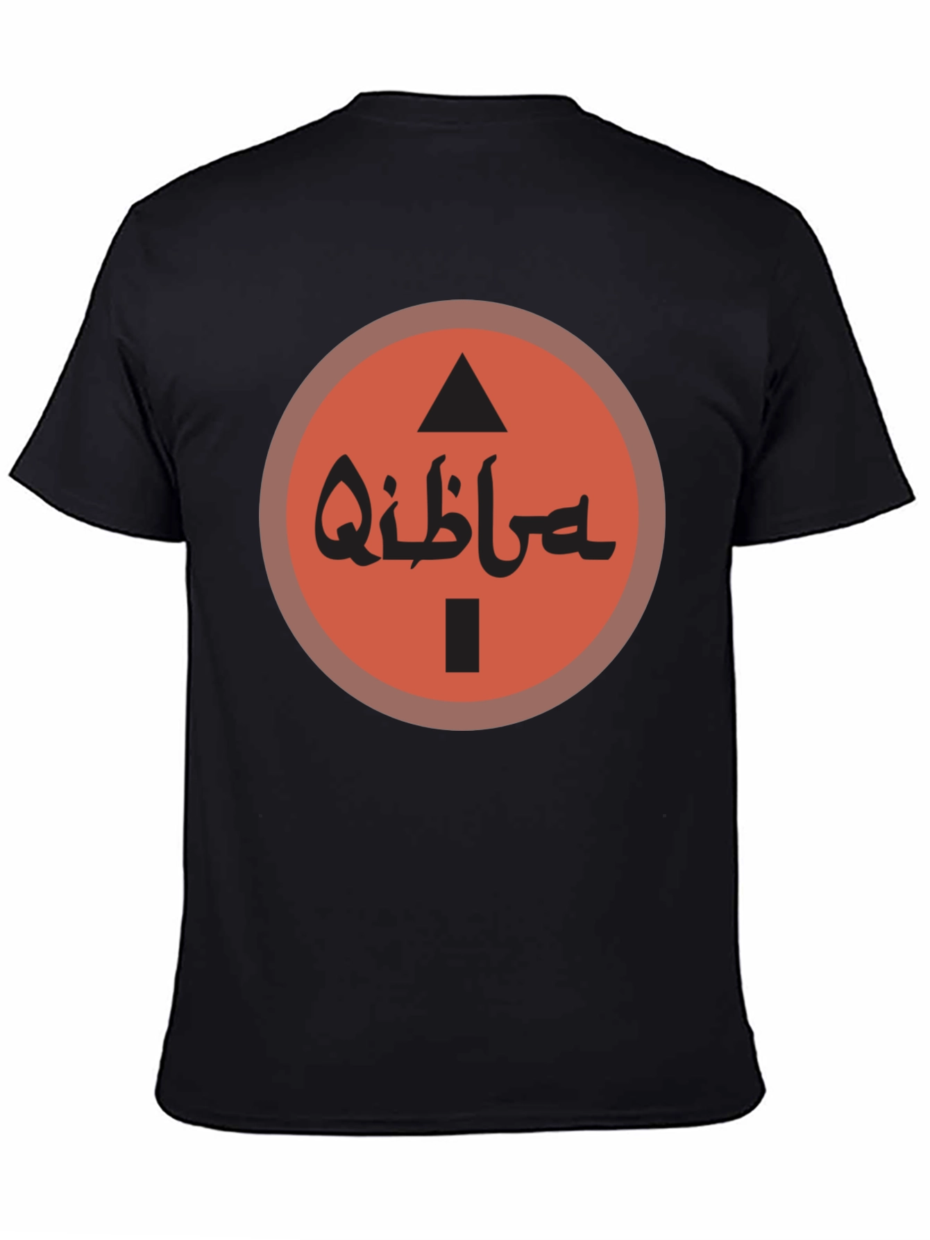 Qibla Direction Arrow Graphic Tee - Black