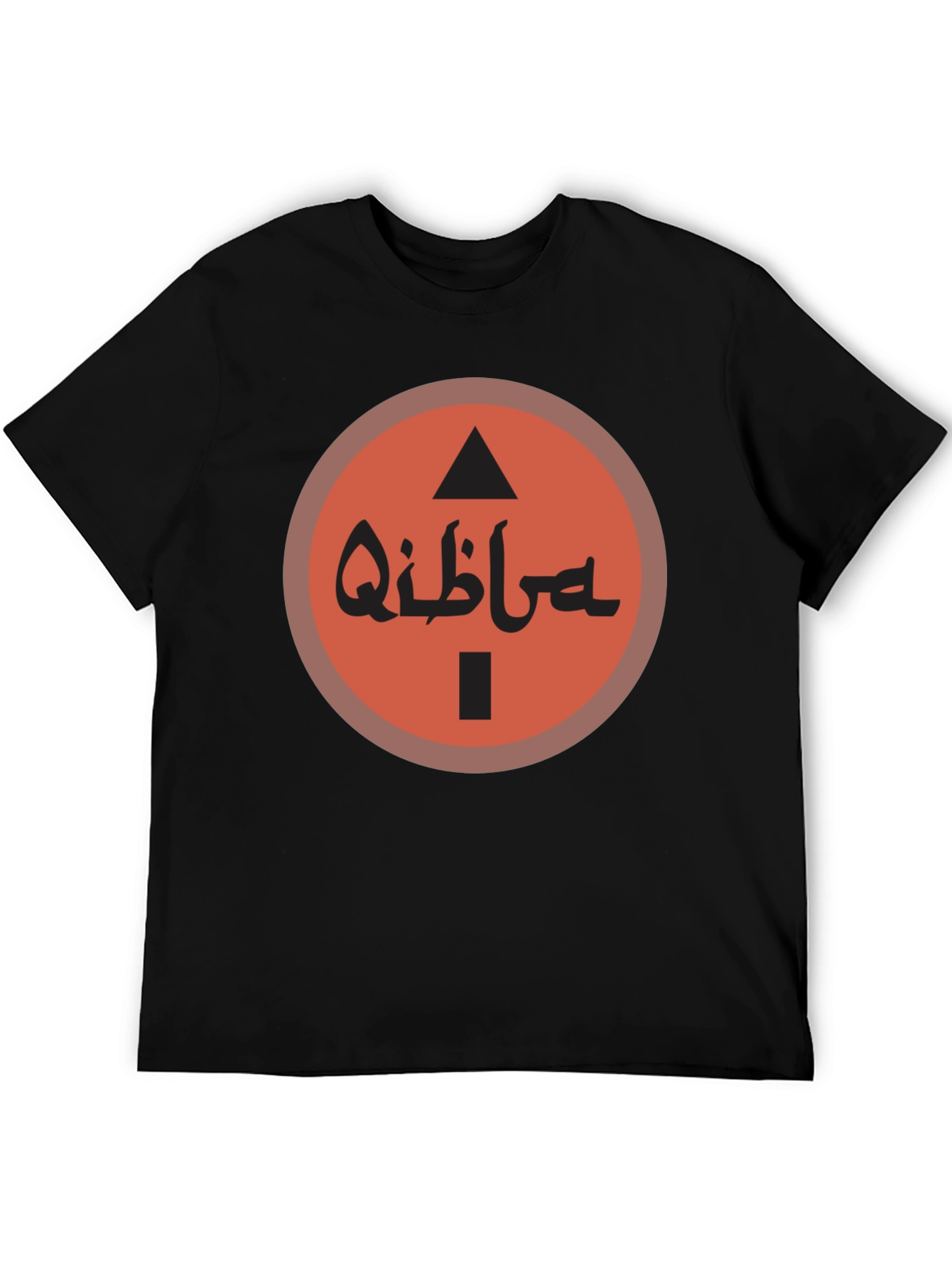 Qibla Direction Arrow Graphic Tee - Black