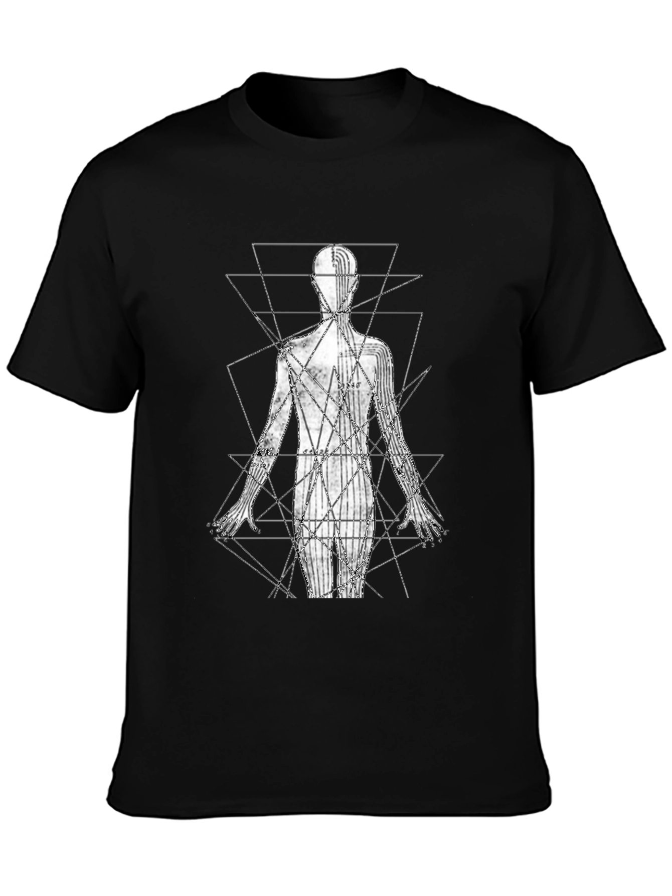 Geometric Human Anatomy Black T-Shirt