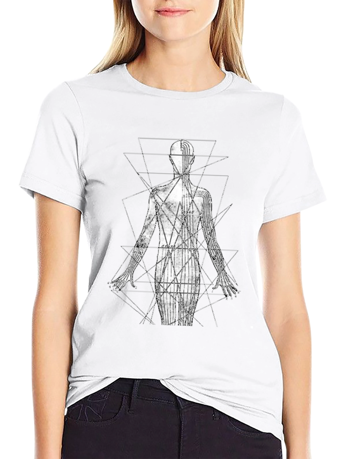 Geometric Human Anatomy Black T-Shirt