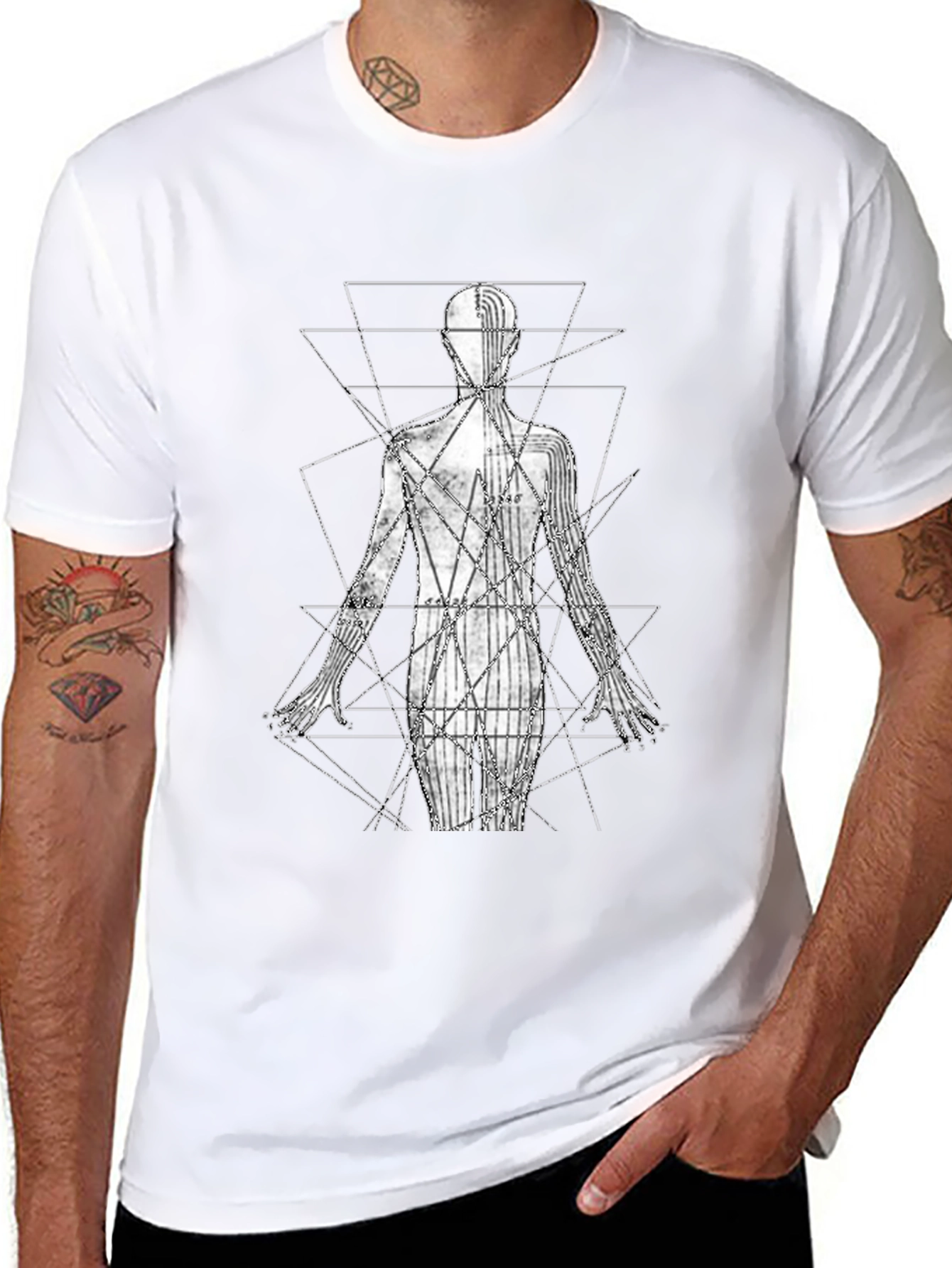 Geometric Human Anatomy Black T-Shirt