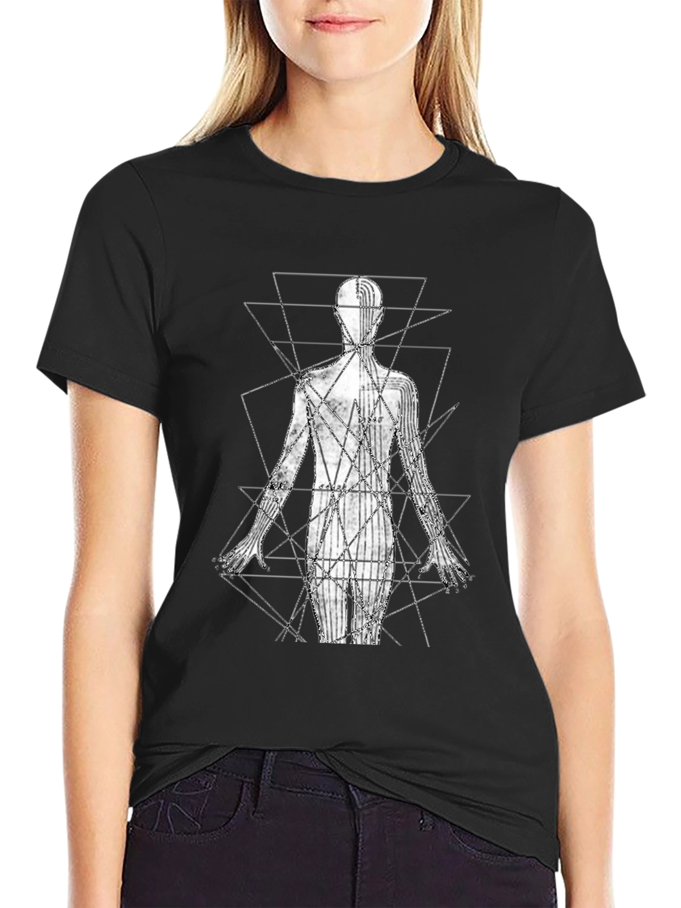 Geometric Human Anatomy Black T-Shirt
