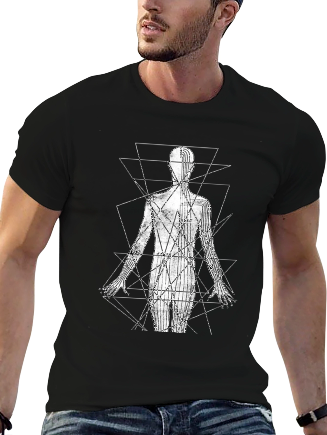Geometric Human Anatomy Black T-Shirt