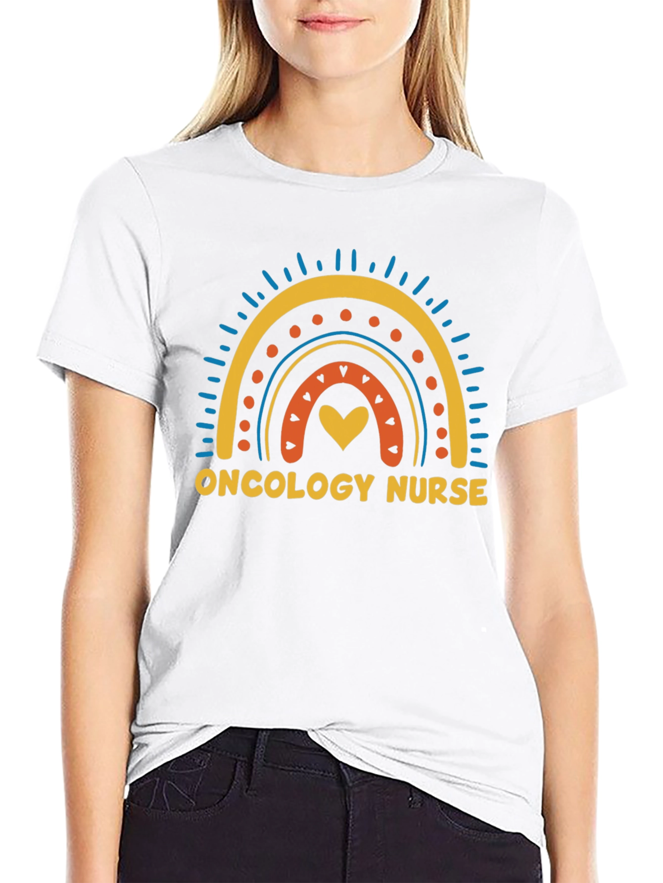 Oncology Nurse Rainbow Graphic T-Shirt