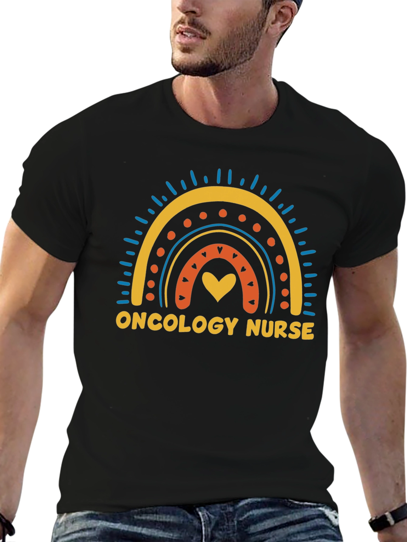 Oncology Nurse Rainbow Graphic T-Shirt