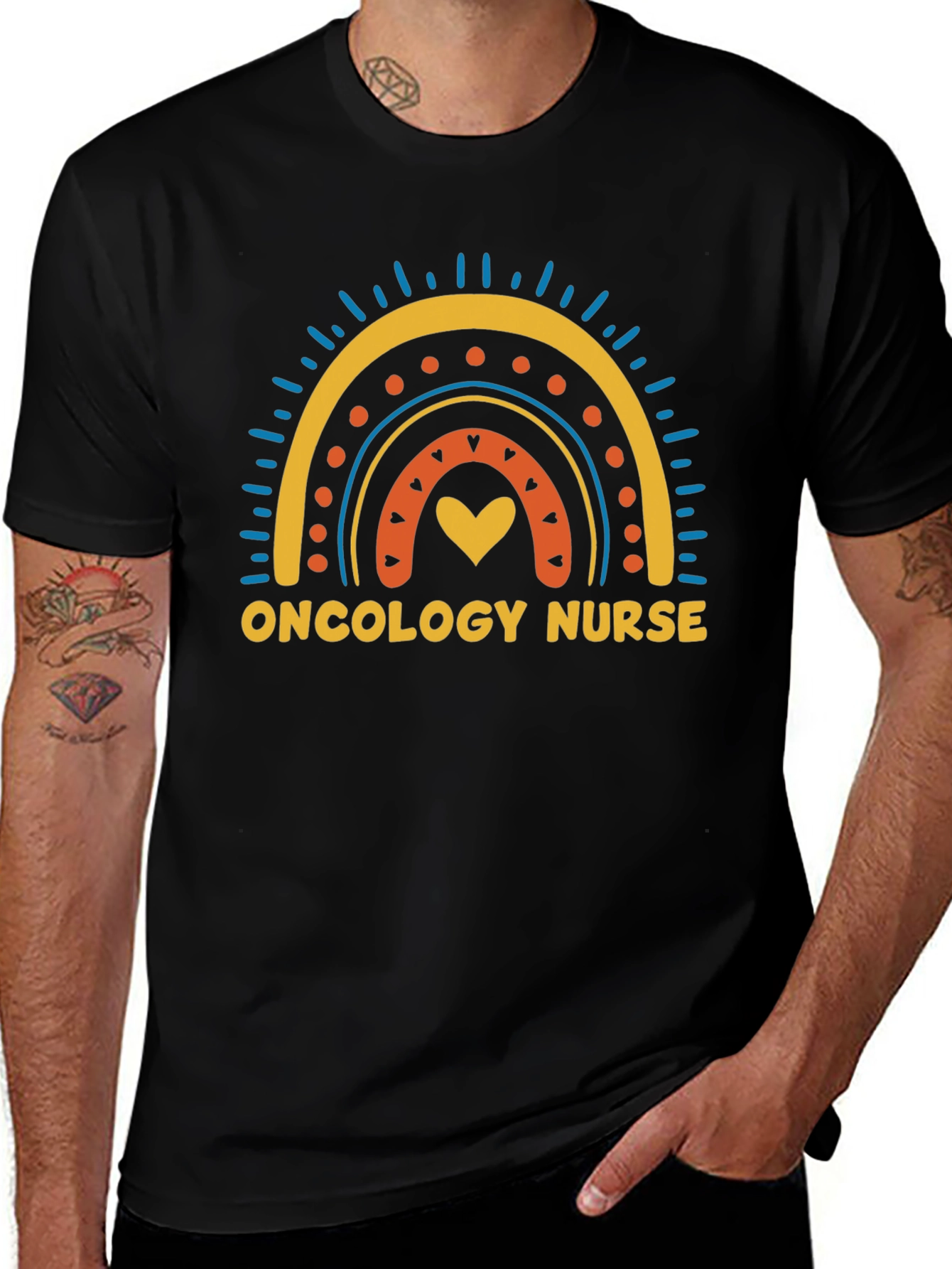 Oncology Nurse Rainbow Graphic T-Shirt