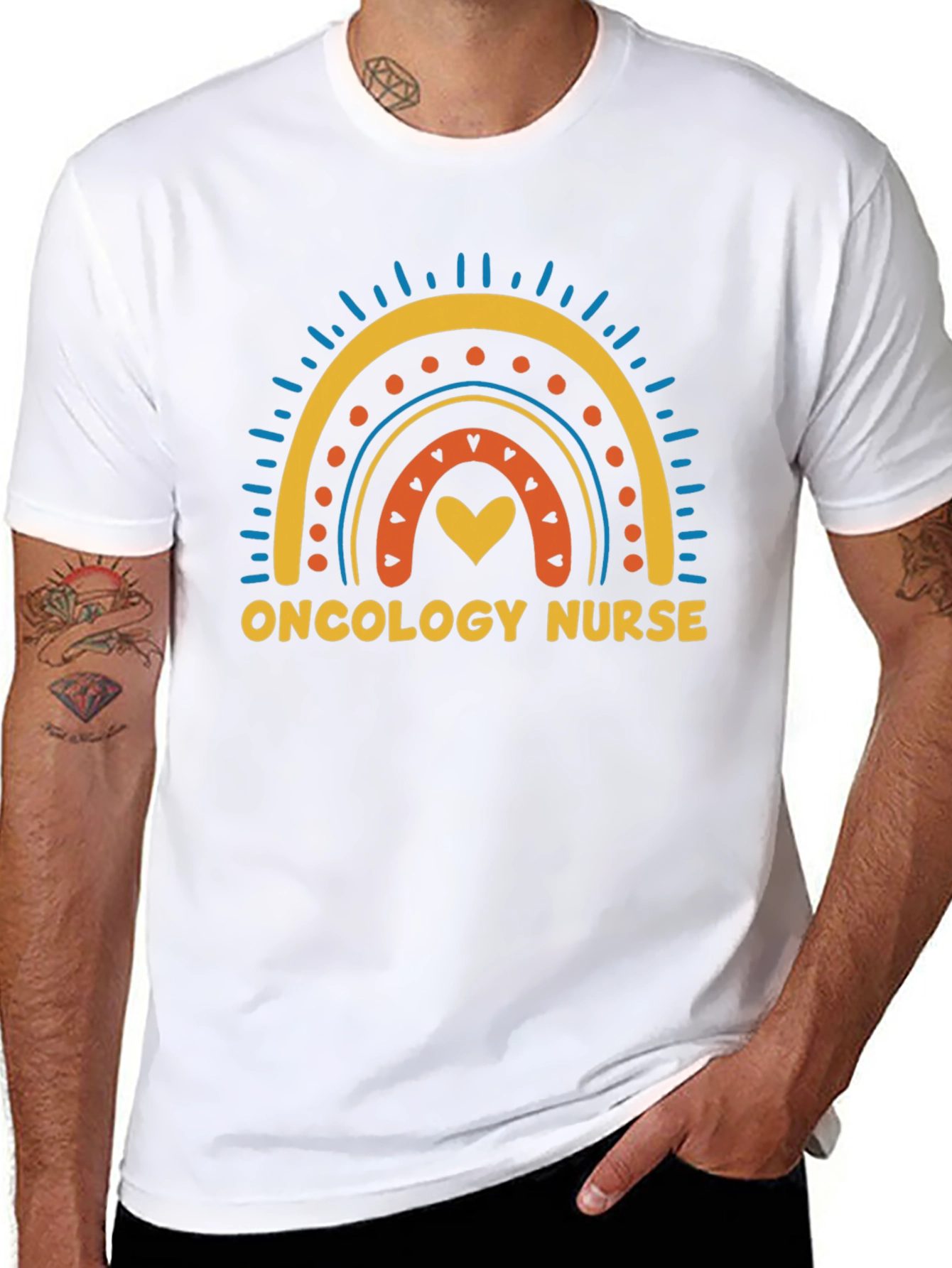 Oncology Nurse Rainbow Graphic T-Shirt