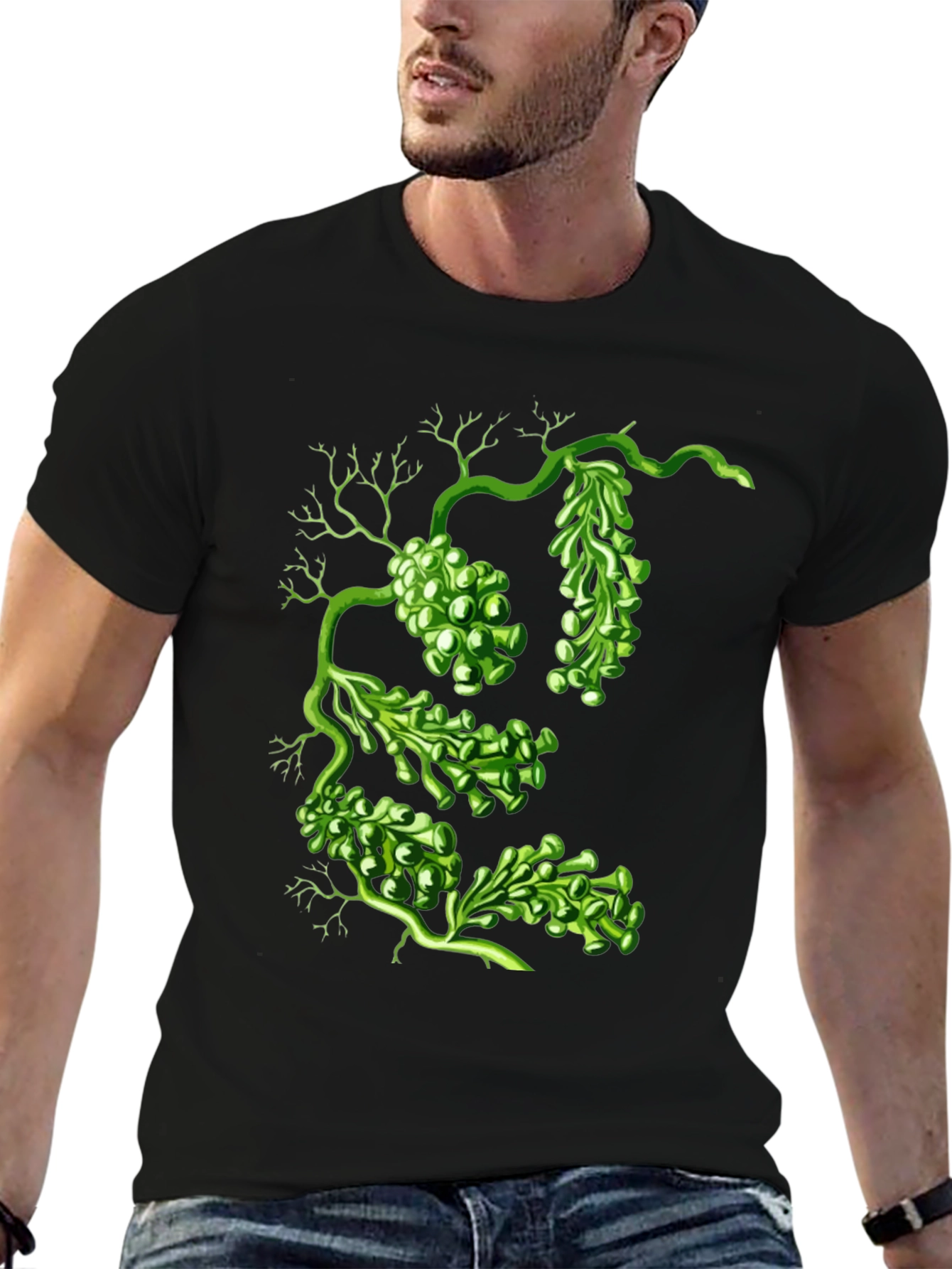 Sea Grape Graphic Tee - Black Cotton Shirt