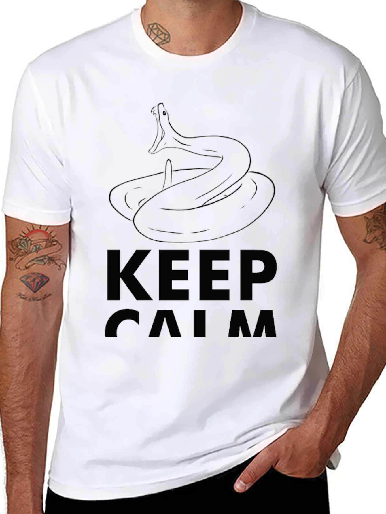 Keep Calm Snake T-Shirt - Black