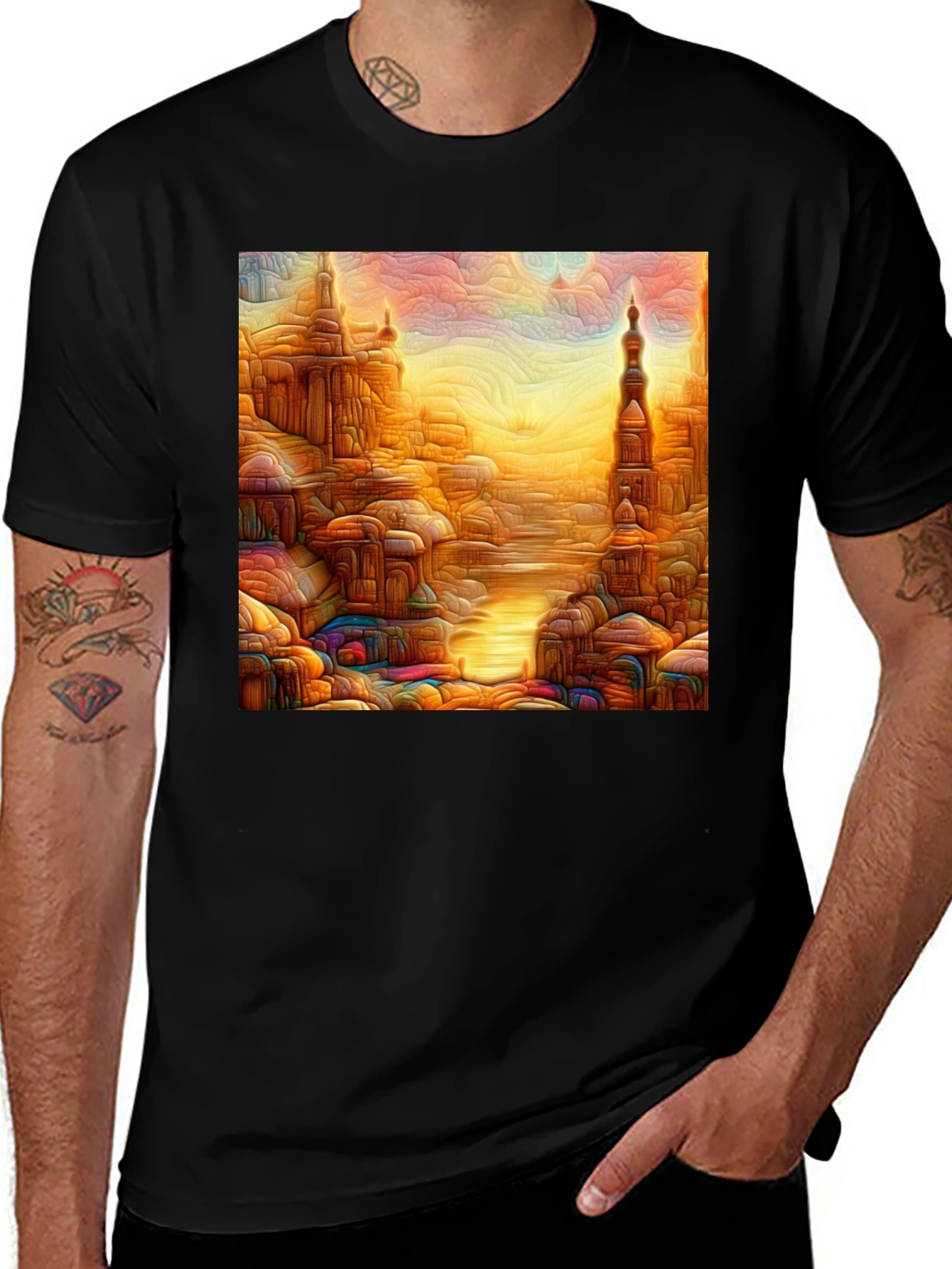Vivid Cityscape T-Shirt - Artistic Graphic Tee