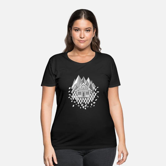 extraordinary stylized hut and mountains