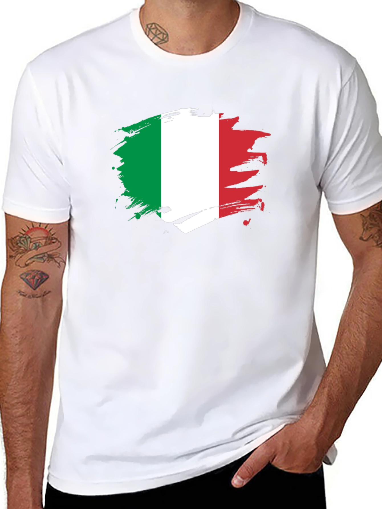 Italian Flag T-Shirt - Brush Stroke Design
