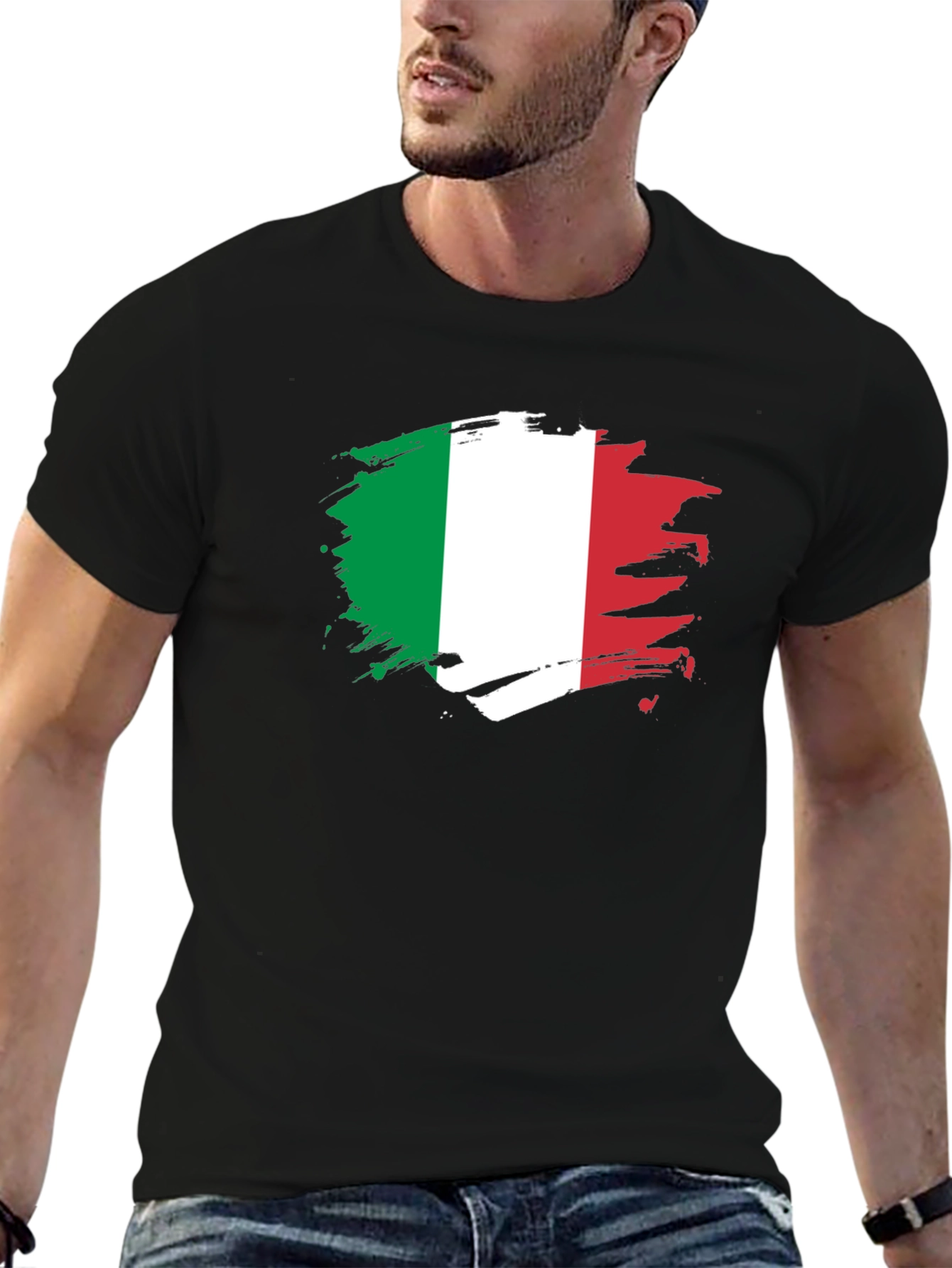 Italian Flag T-Shirt - Brush Stroke Design