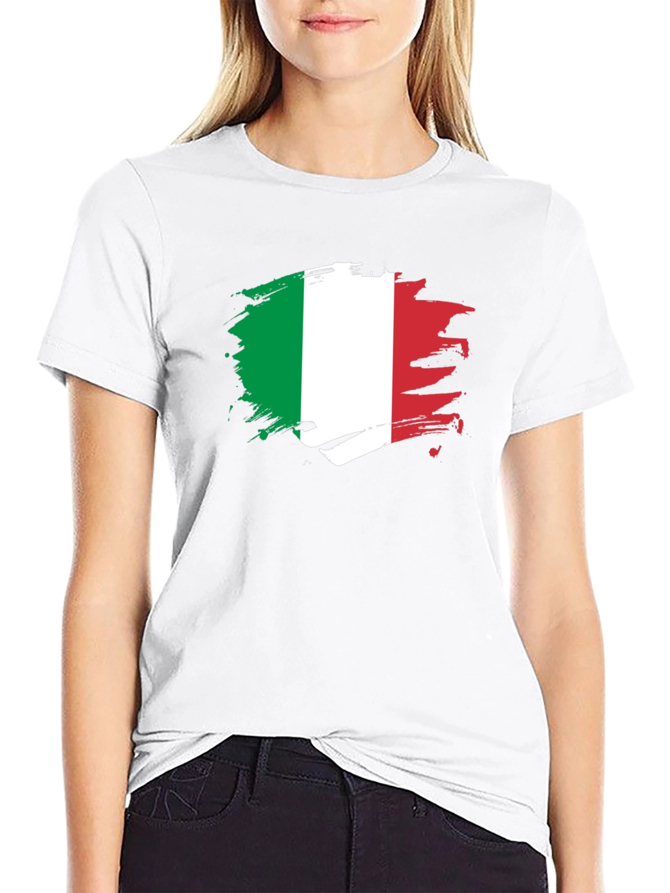 Italian Flag T-Shirt - Brush Stroke Design