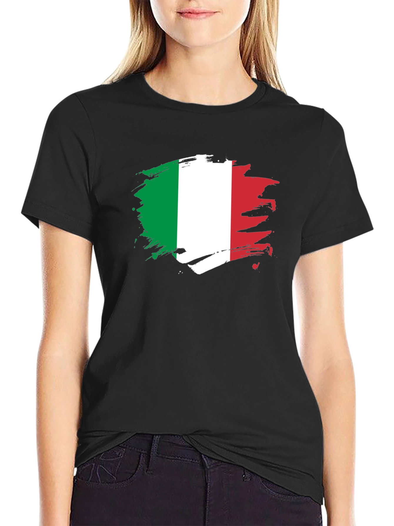 Italian Flag T-Shirt - Brush Stroke Design