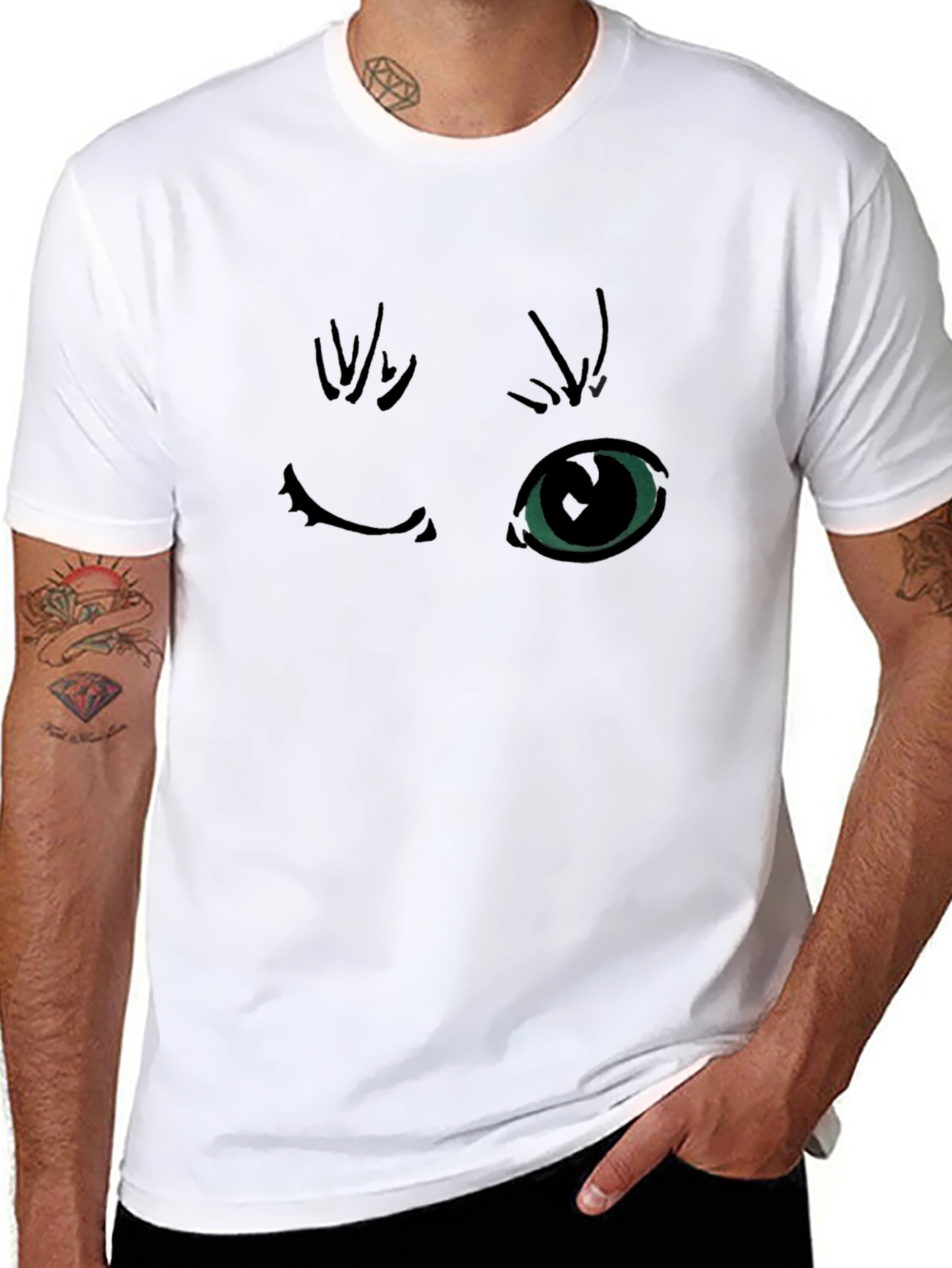 Winking Cat Graphic Black T-Shirt