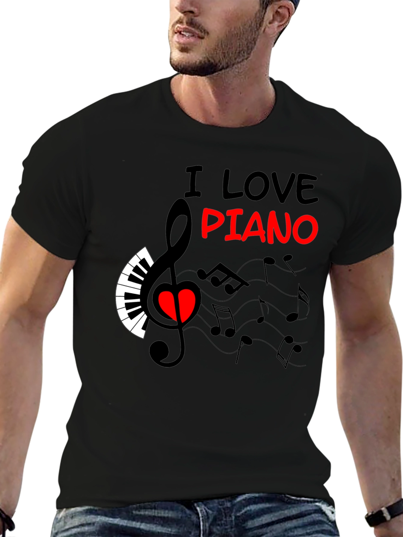 I Love Piano Graphic Tee - Music Lover T-Shirt
