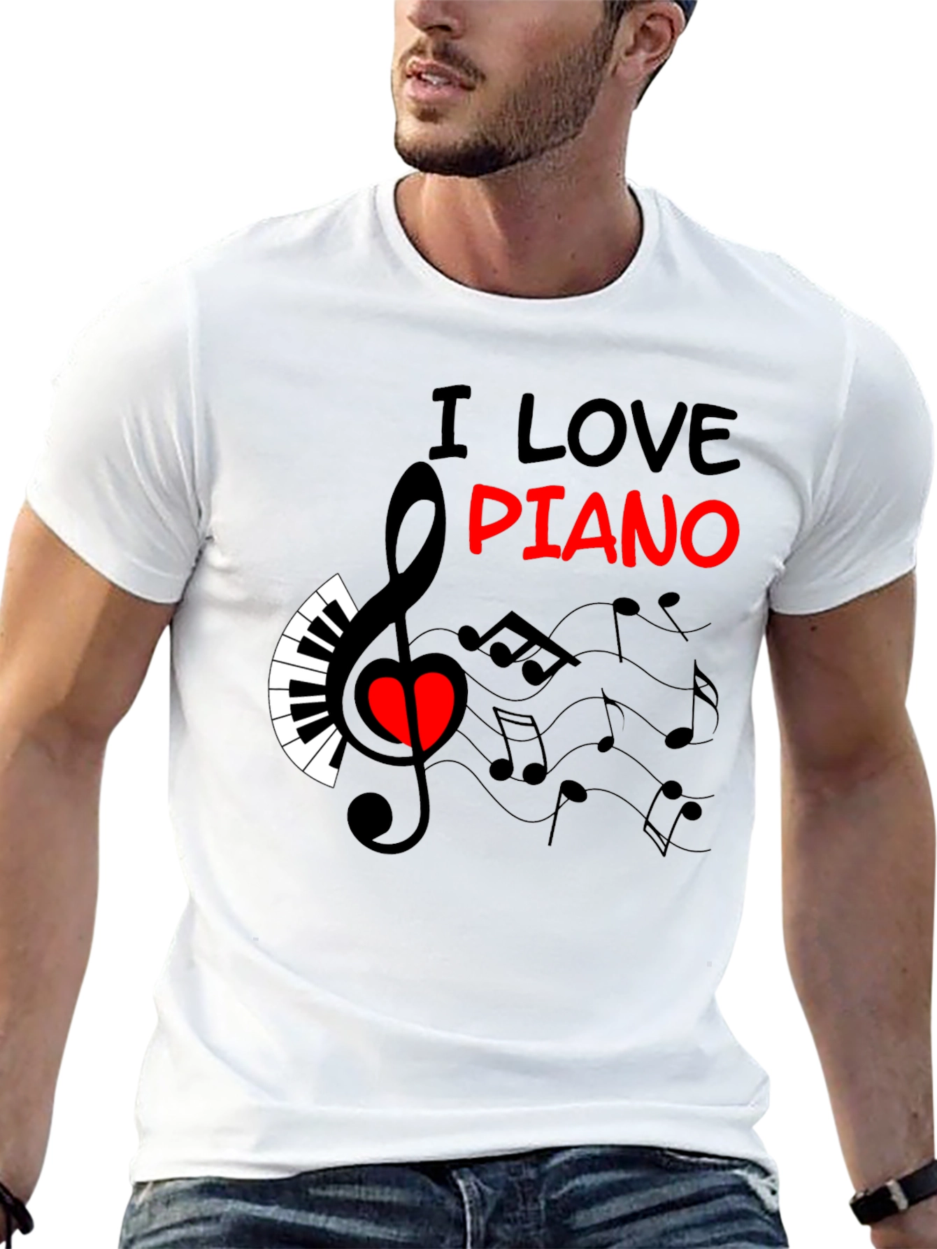 I Love Piano Graphic Tee - Music Lover T-Shirt