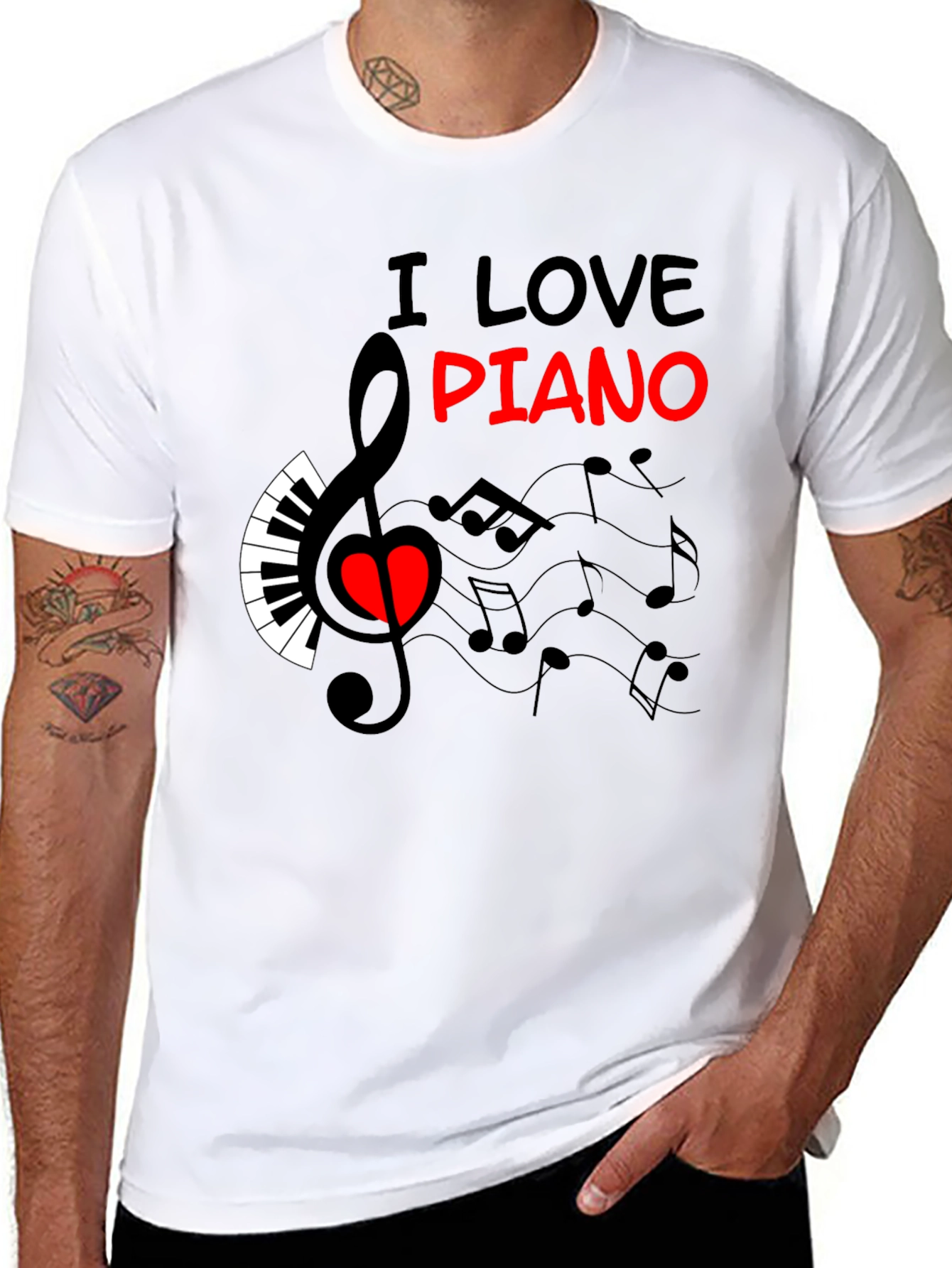 I Love Piano Graphic Tee - Music Lover T-Shirt