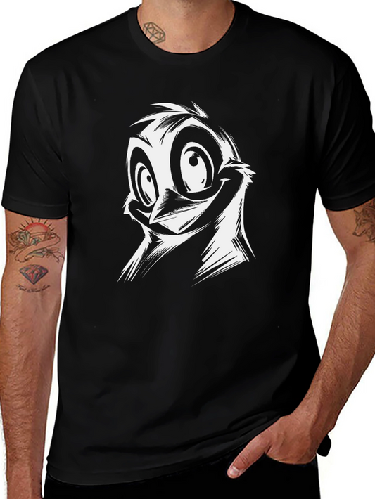 Funny Bird Graphic T-Shirt - Black Cotton Tee