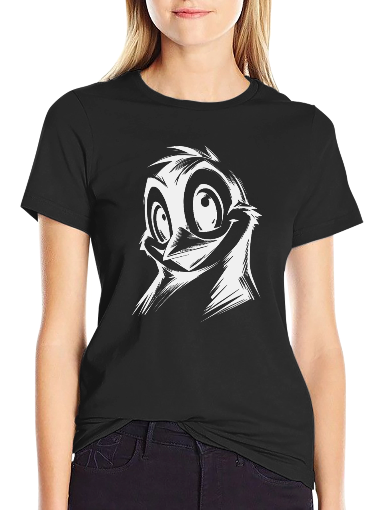 Funny Bird Graphic T-Shirt - Black Cotton Tee