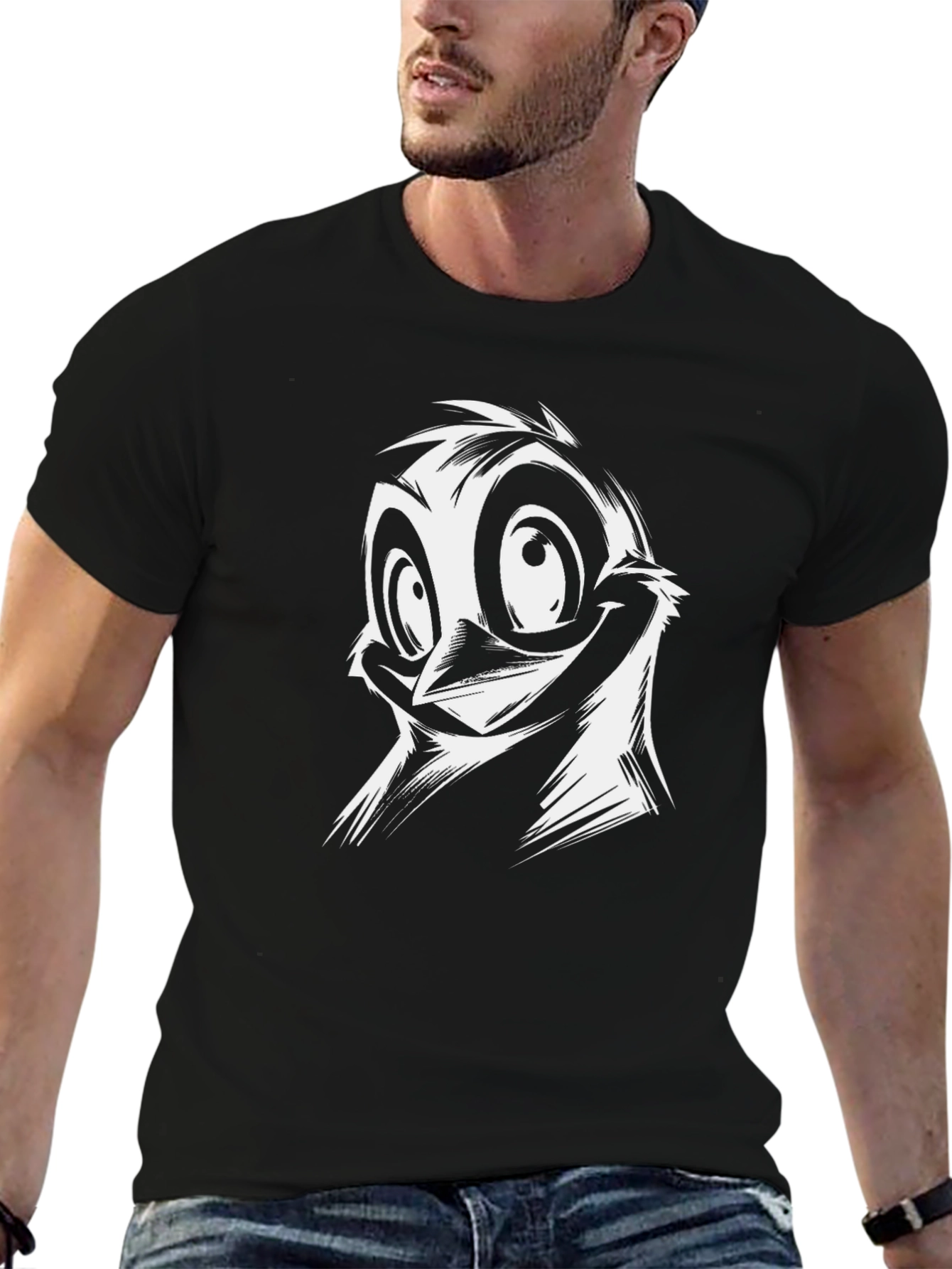 Funny Bird Graphic T-Shirt - Black Cotton Tee