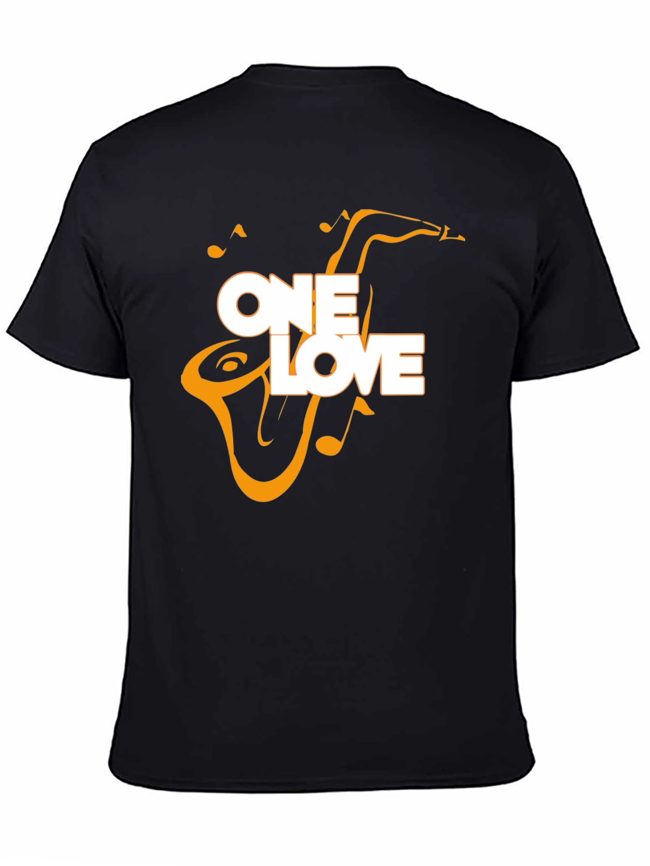 One Love Saxophone Graphic Tee - Black Cotton Blend