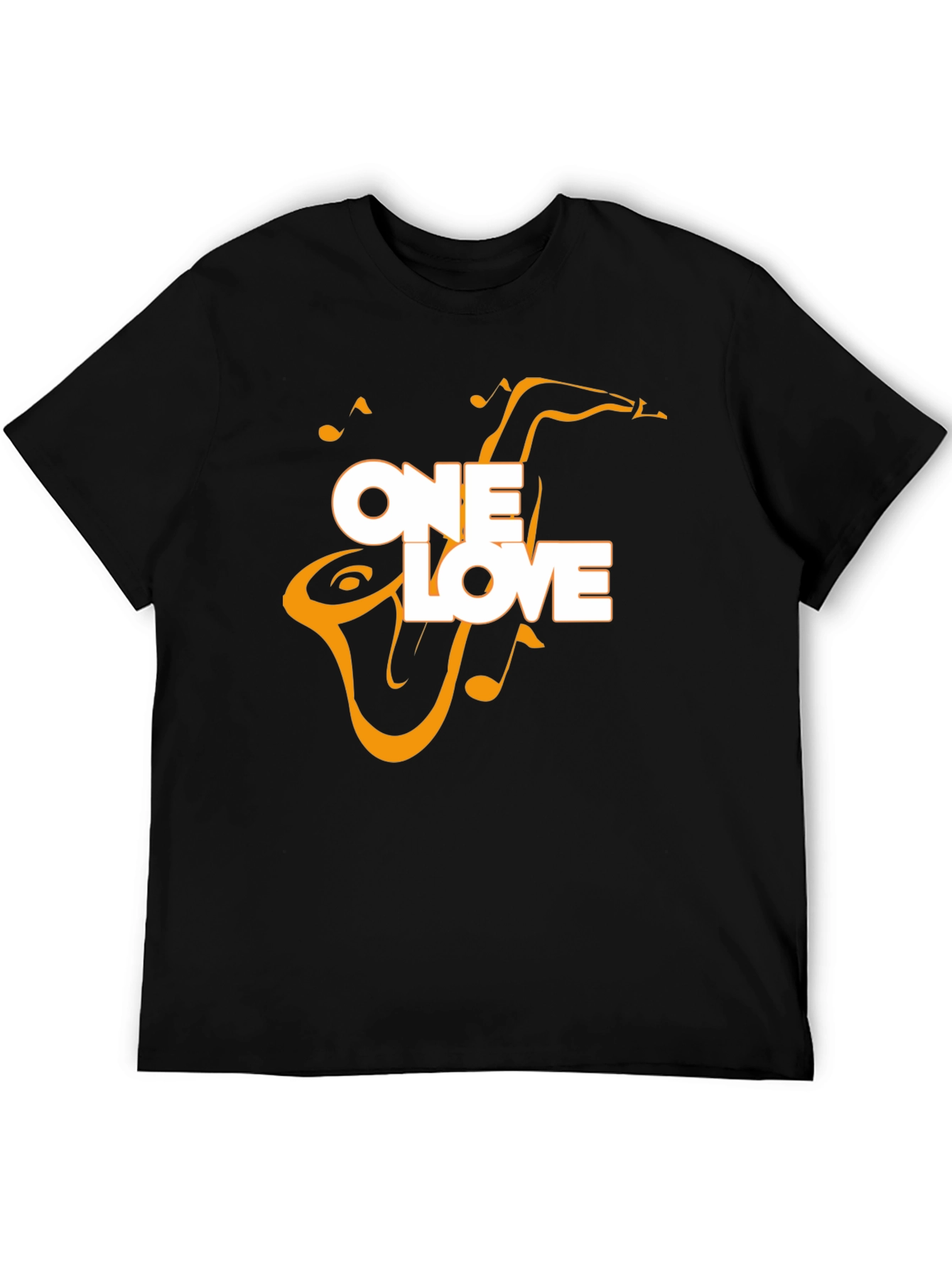 One Love Saxophone Graphic Tee - Black Cotton Blend