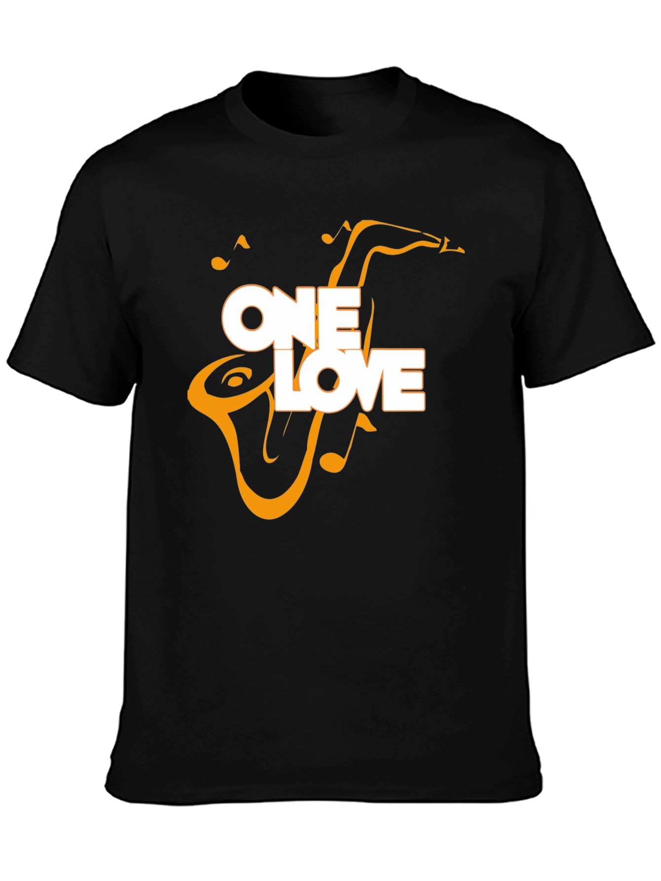 One Love Saxophone Graphic Tee - Black Cotton Blend