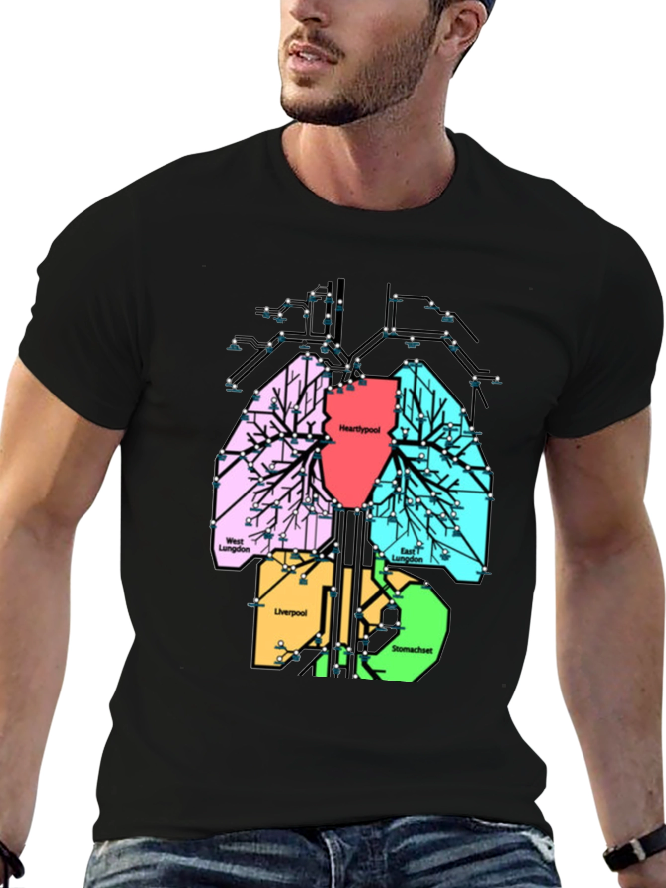 Lung Diagram City Map T-Shirt
