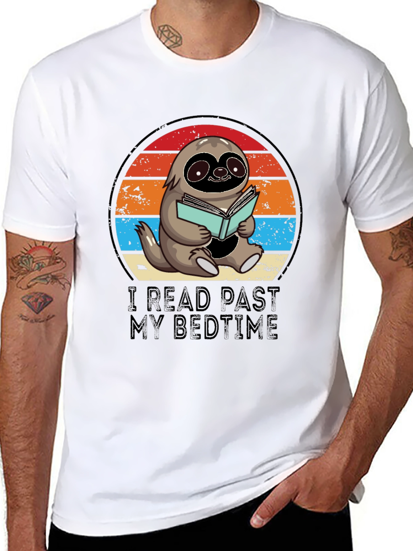 Funny Sloth Reading T-Shirt