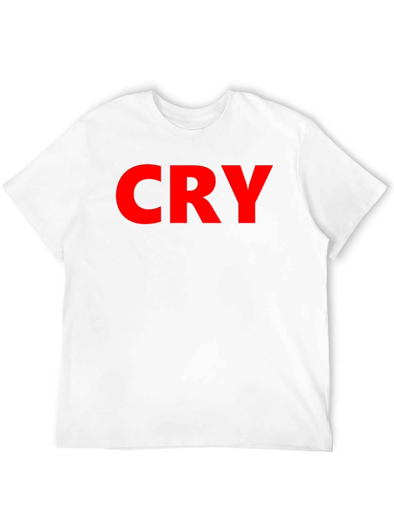 CRY Graphic Tee - Bold Red Text Casual Style