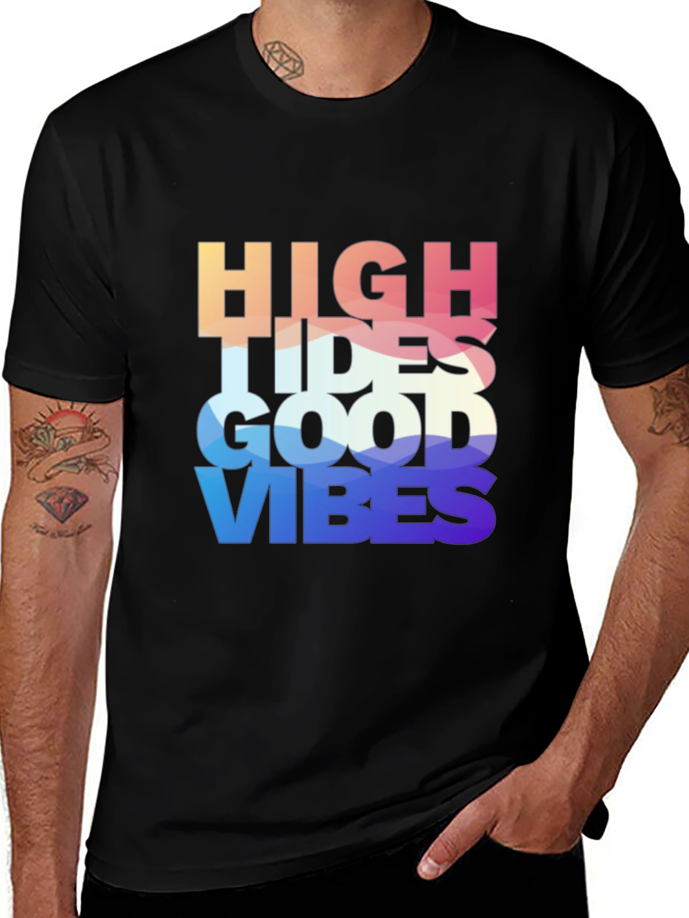 High Tides Good Vibes Graphic Tee - Black