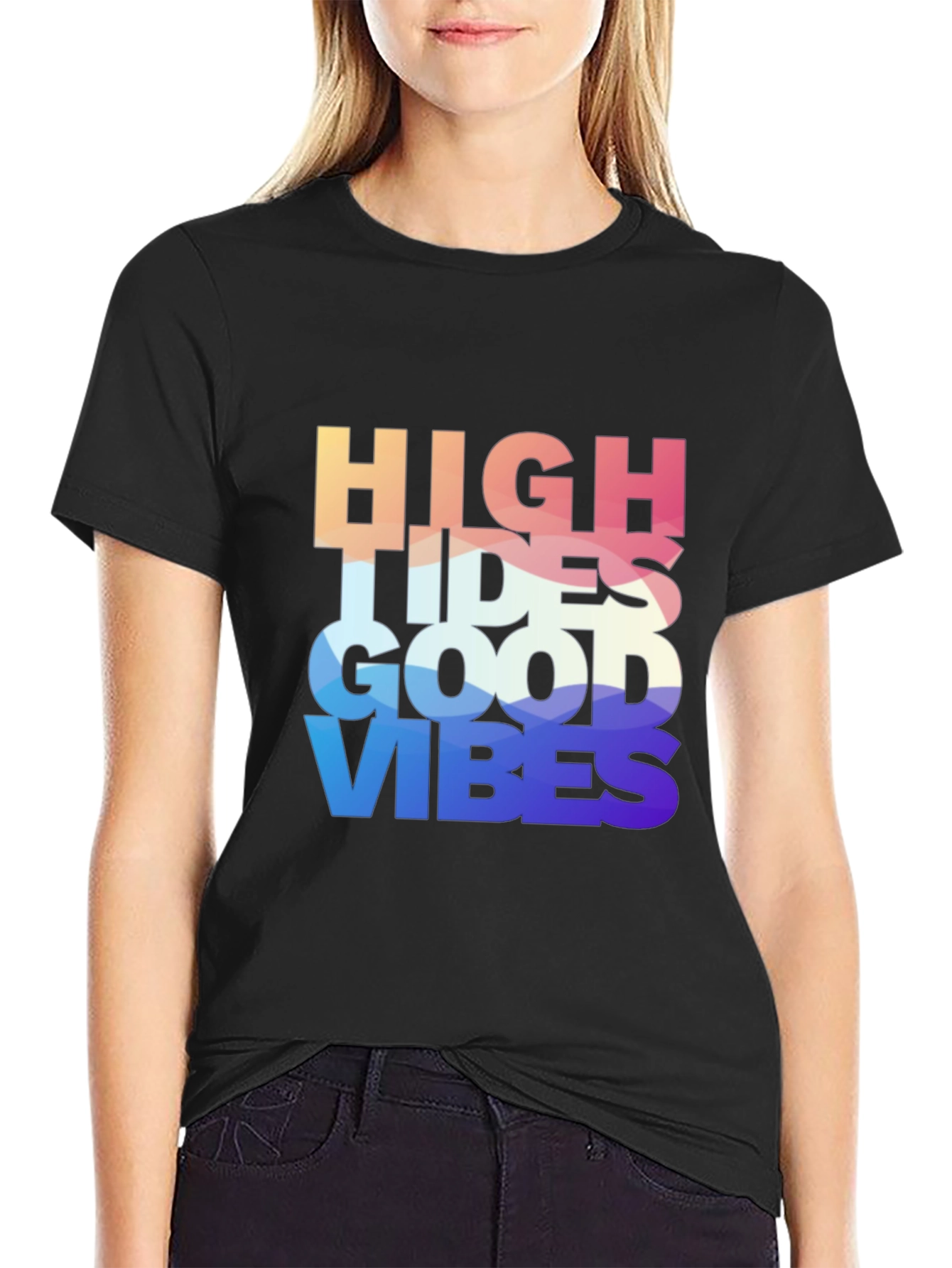 High Tides Good Vibes Graphic Tee - Black