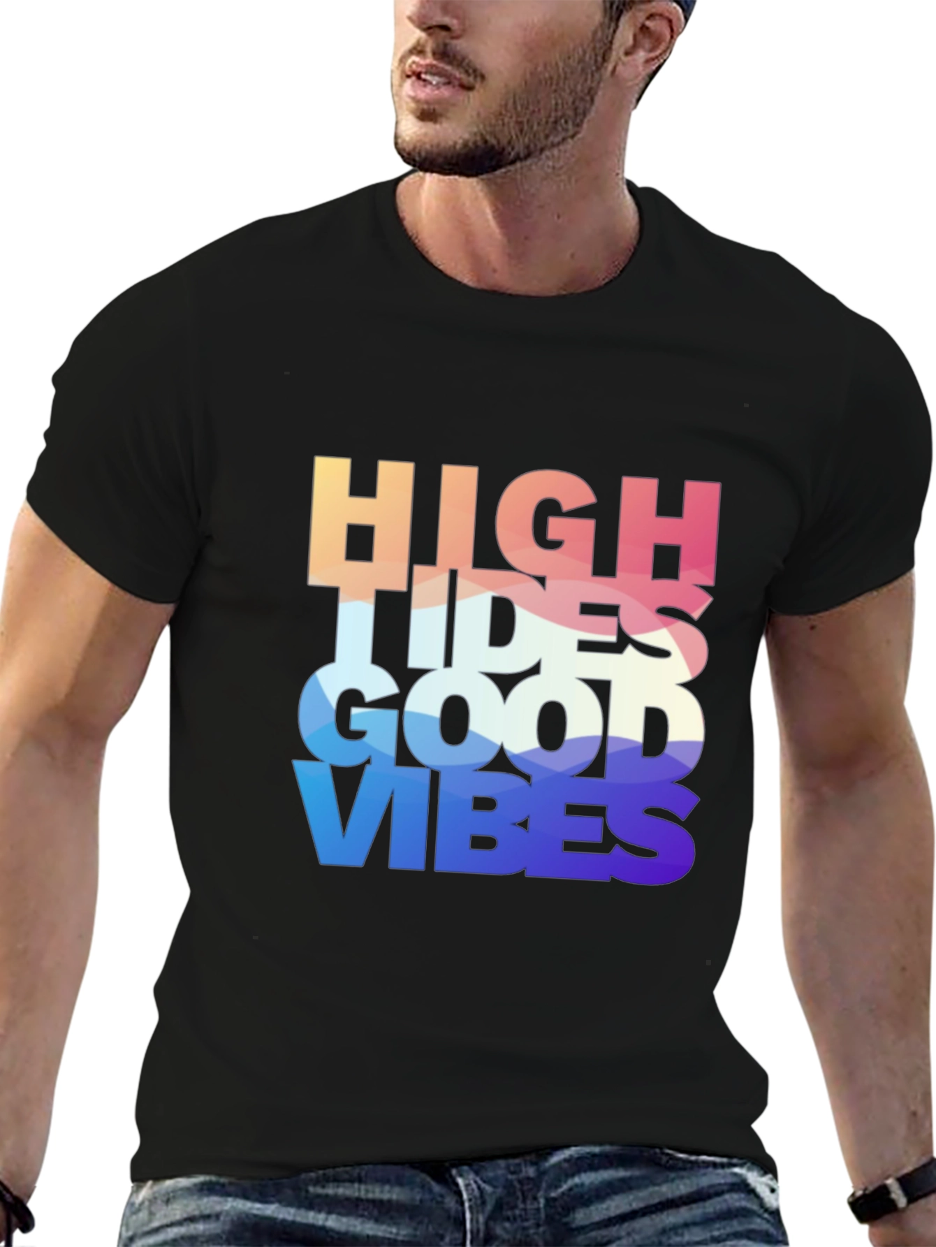 High Tides Good Vibes Graphic Tee - Black