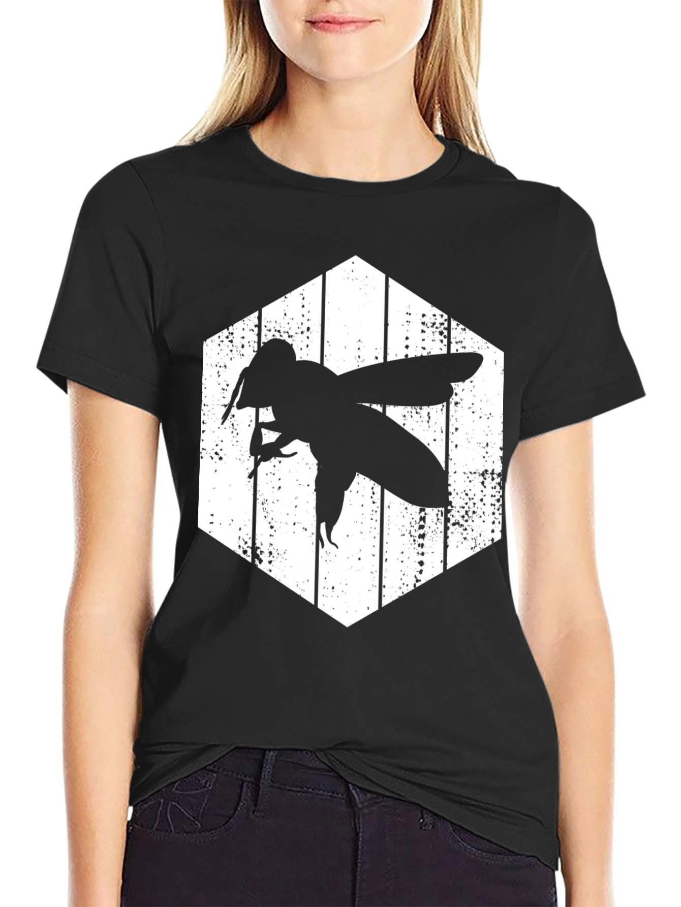 Bee Hexagon Graphic Tee - Black T-Shirt