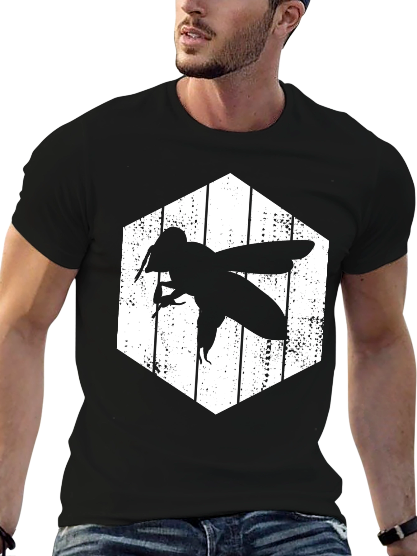 Bee Hexagon Graphic Tee - Black T-Shirt