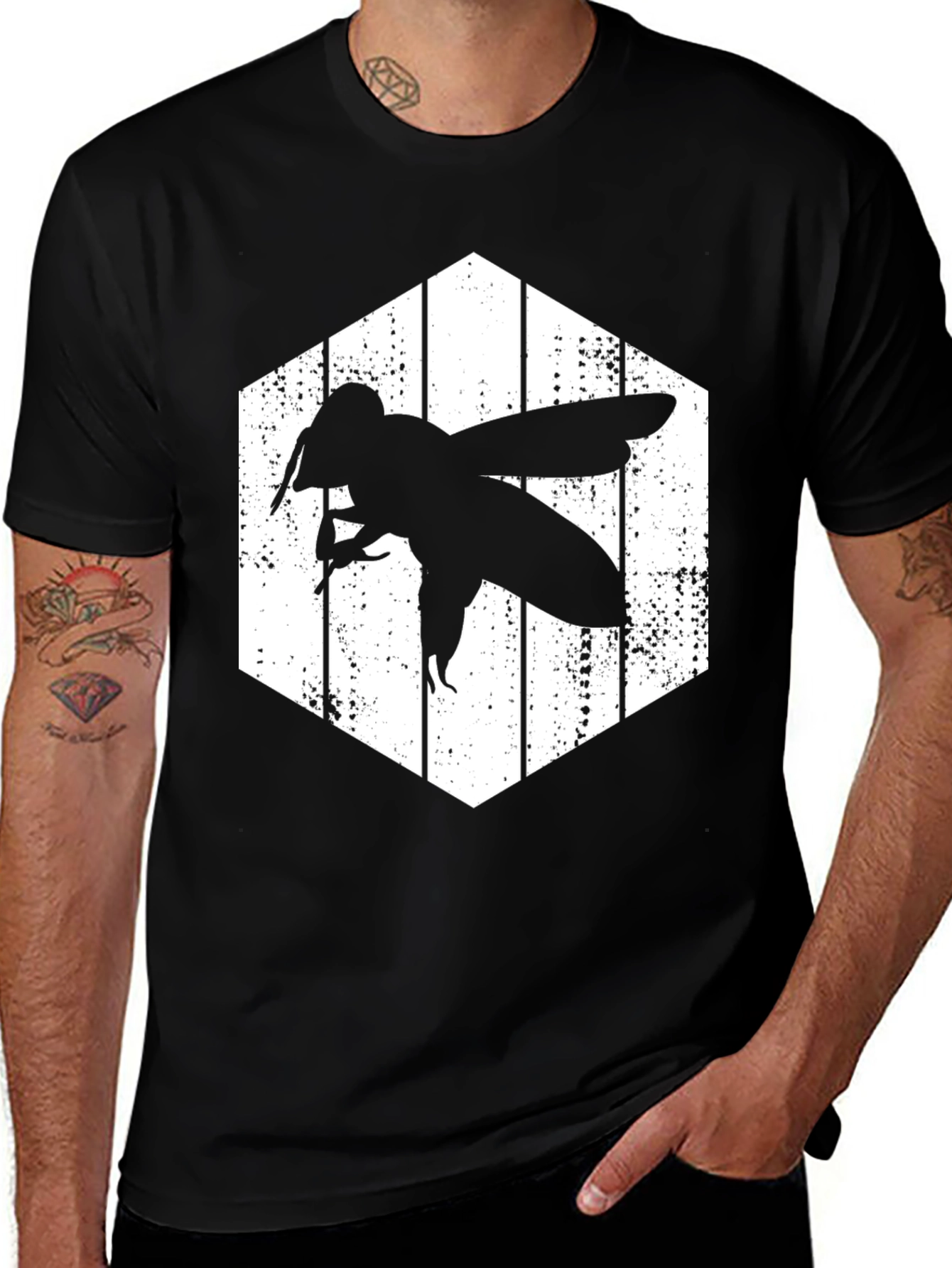 Bee Hexagon Graphic Tee - Black T-Shirt