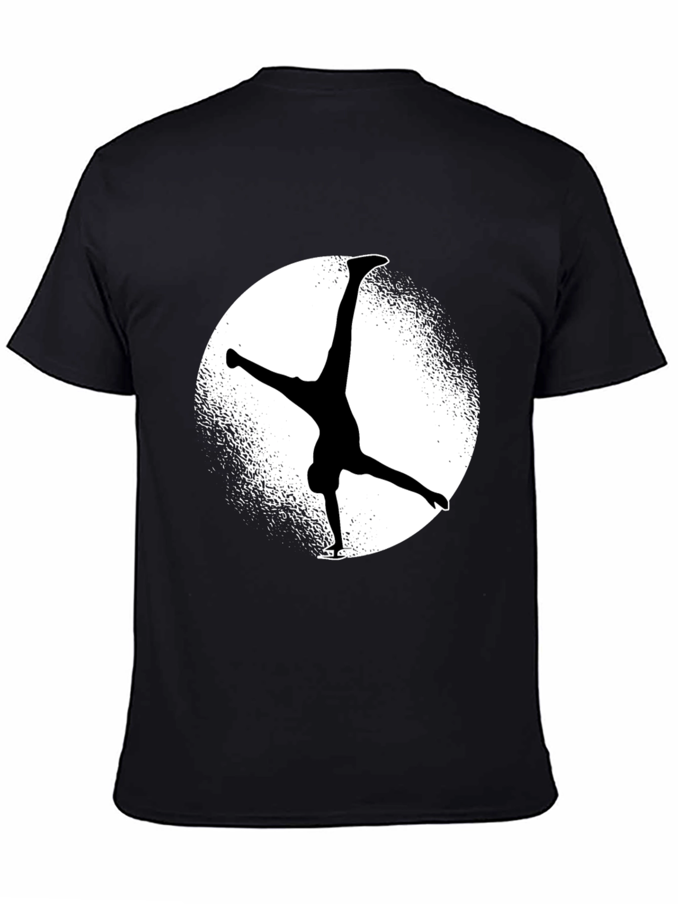 Black T-Shirt with Silhouette Ice Skater Design