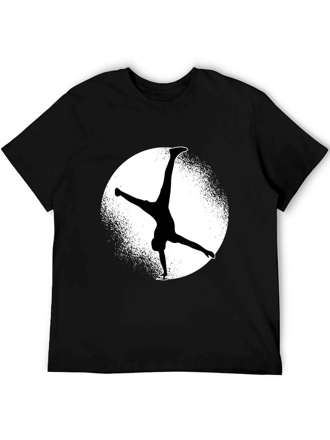 Black T-Shirt with Silhouette Ice Skater Design