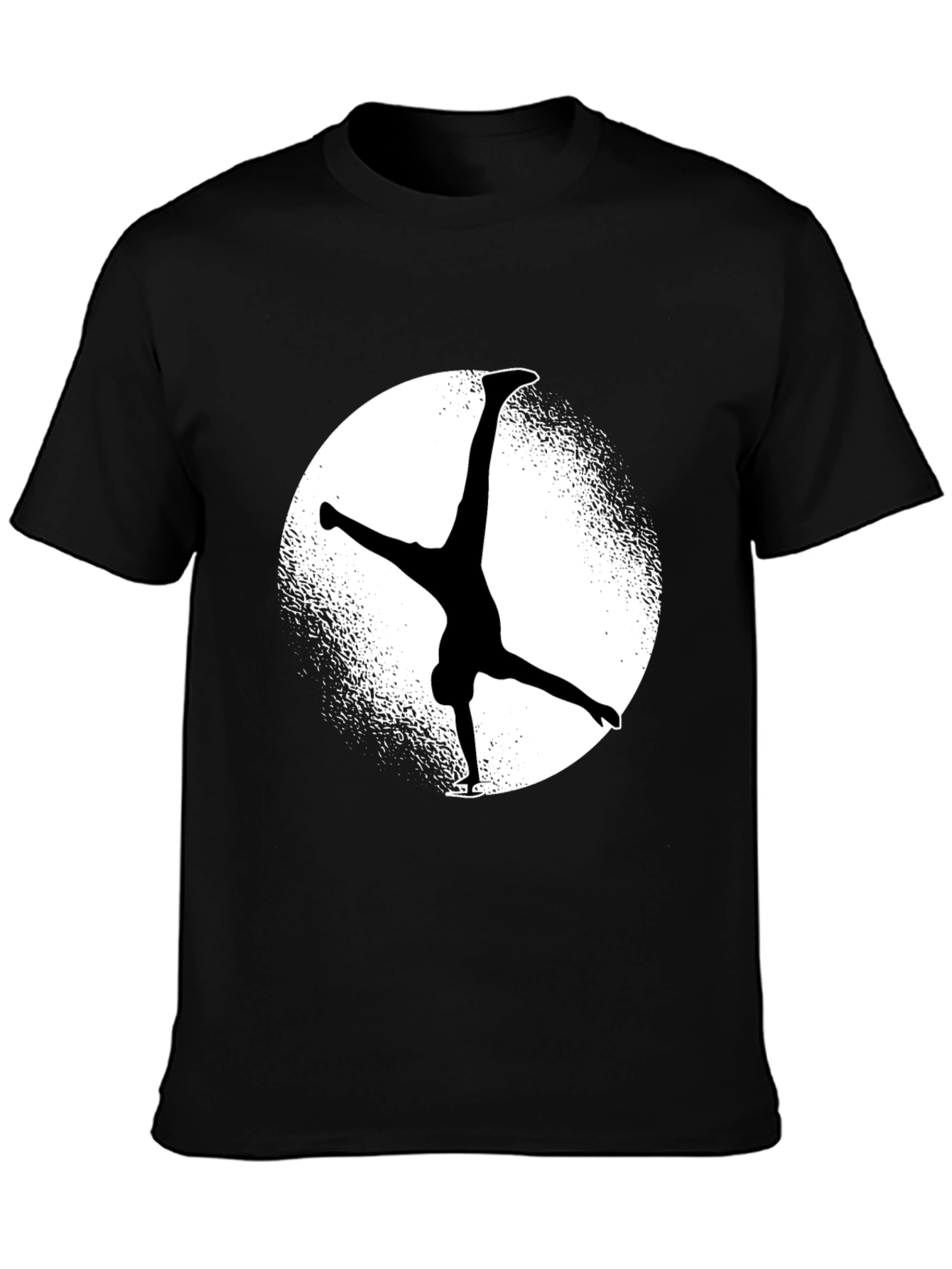 Black T-Shirt with Silhouette Ice Skater Design