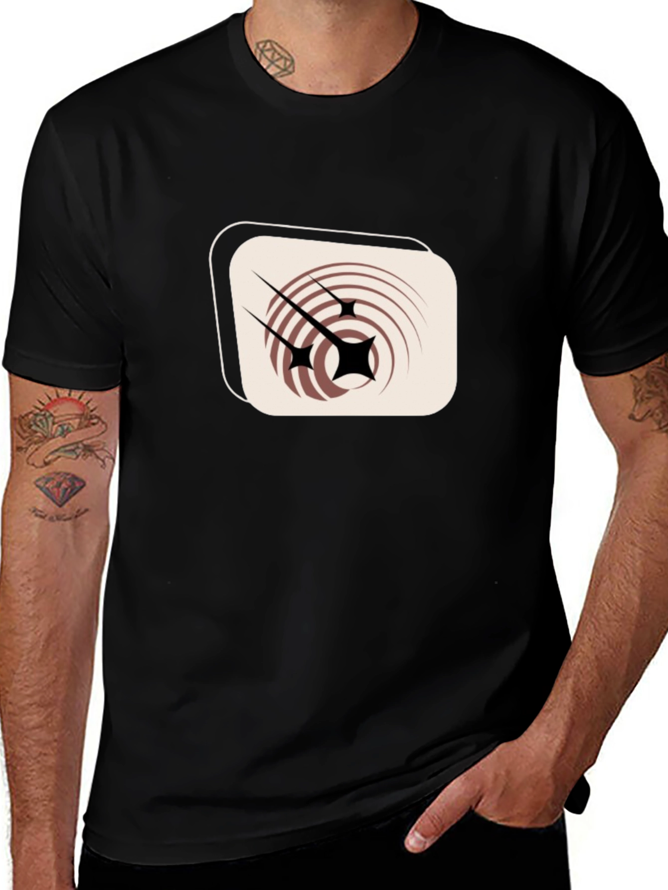 Retro Atomic Starburst Graphic Tee - Black