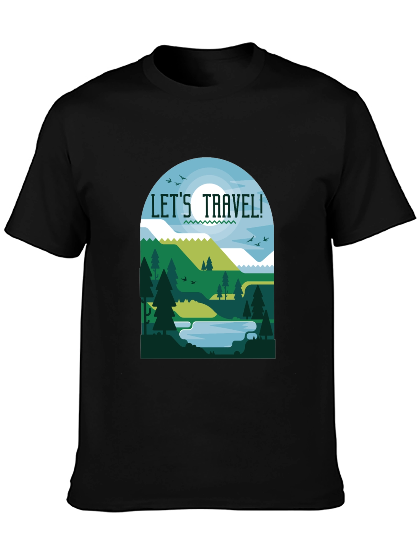 Lets Travel Graphic T-Shirt - Black