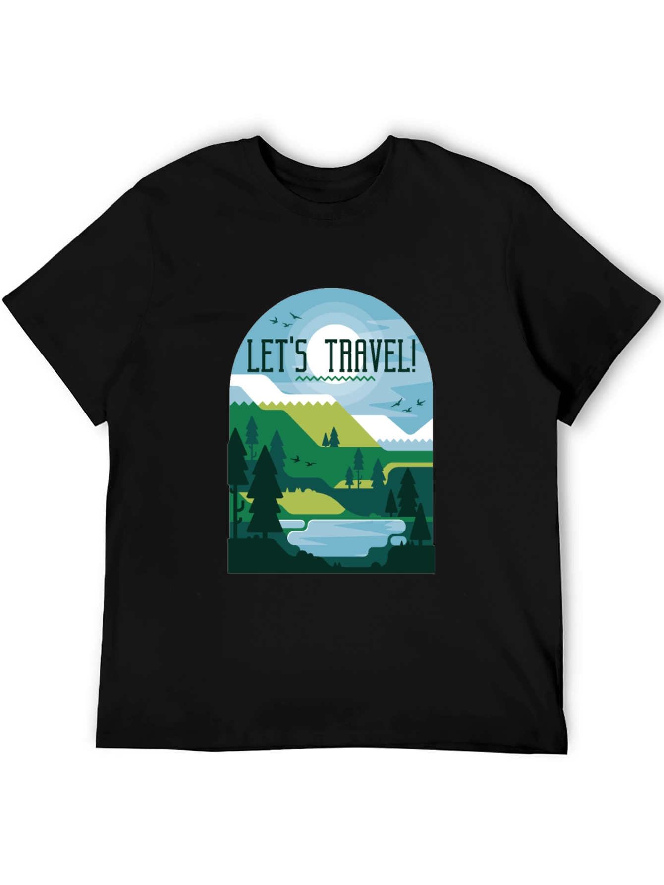 Lets Travel Graphic T-Shirt - Black